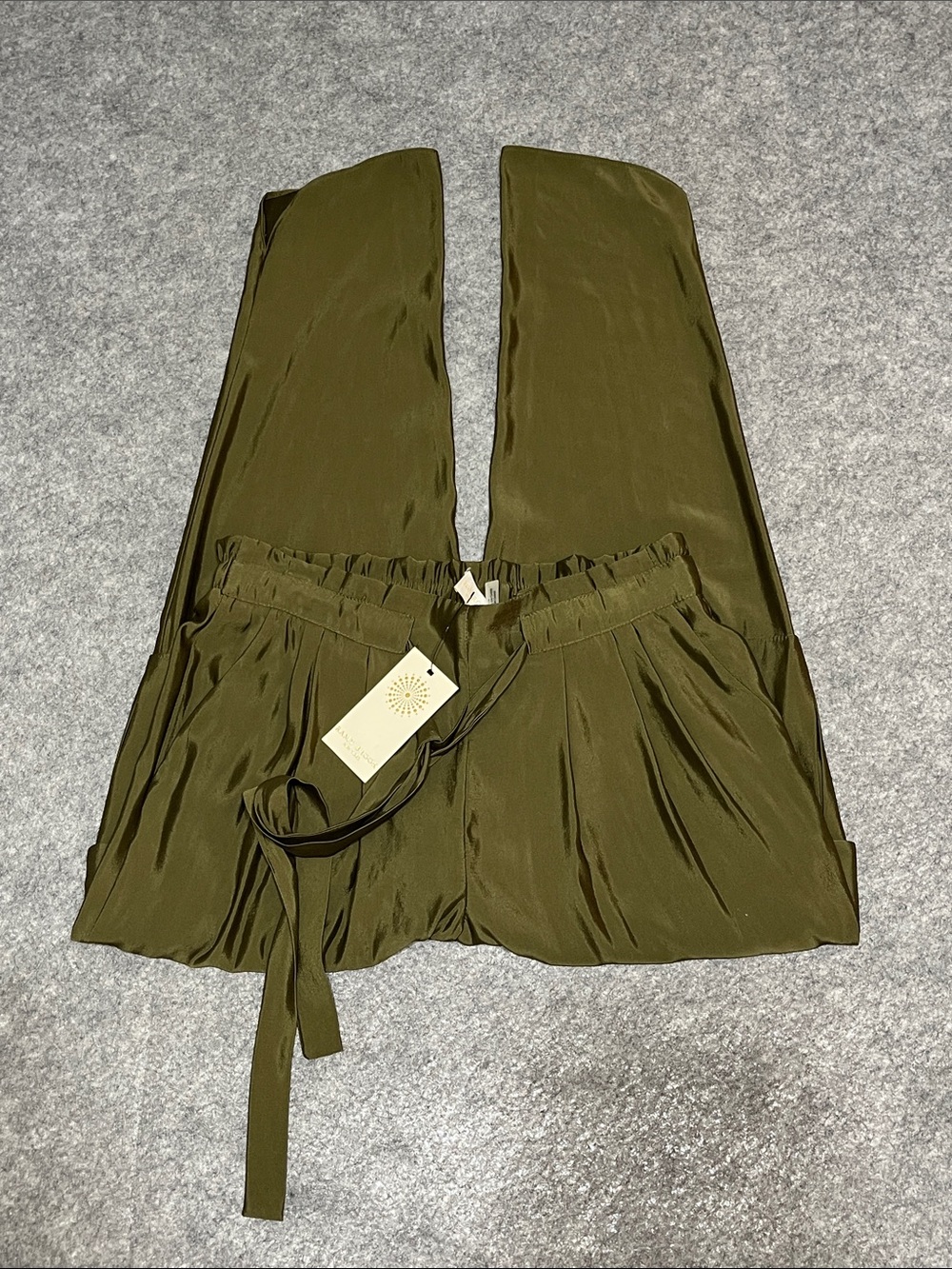 NEW Ramy Brook Satin Pocket Allyn Pant in Ugree Green